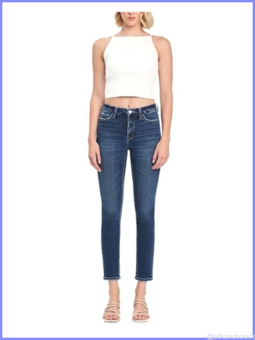 High Rise Tummy Control Skinny Jeans Comfort Stretch Ankle Denim
